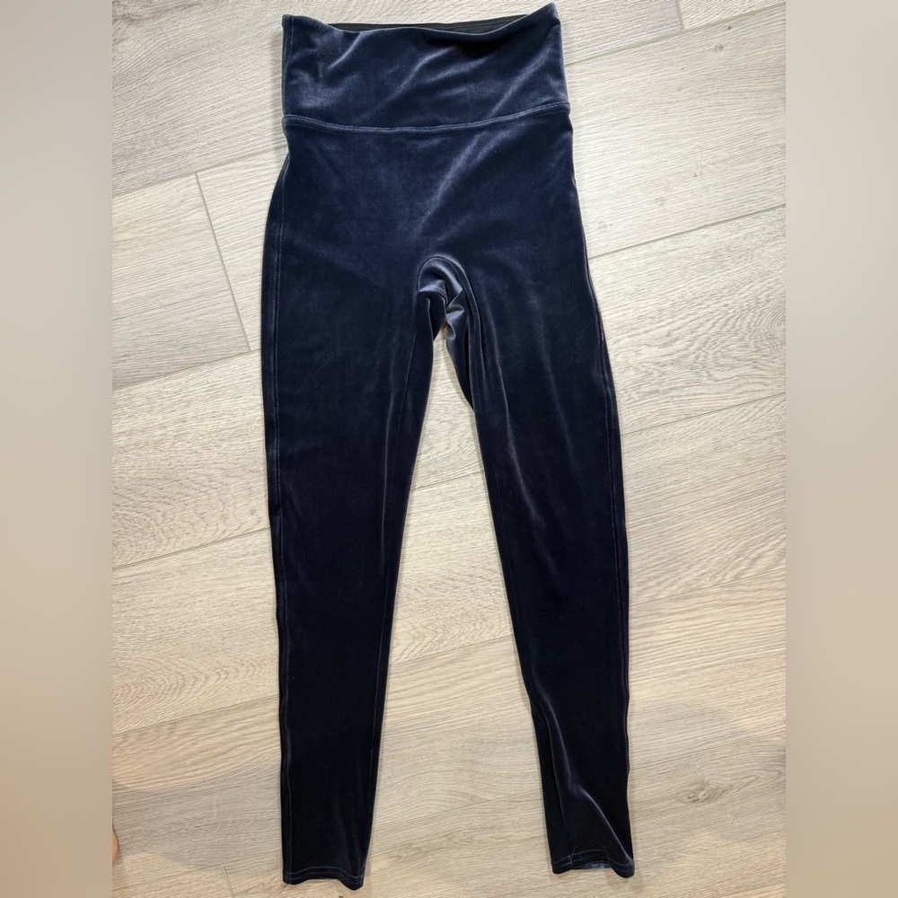 Women’s Spanx Ready To Wow Velvet Leggings high rise navy xs cozy warm